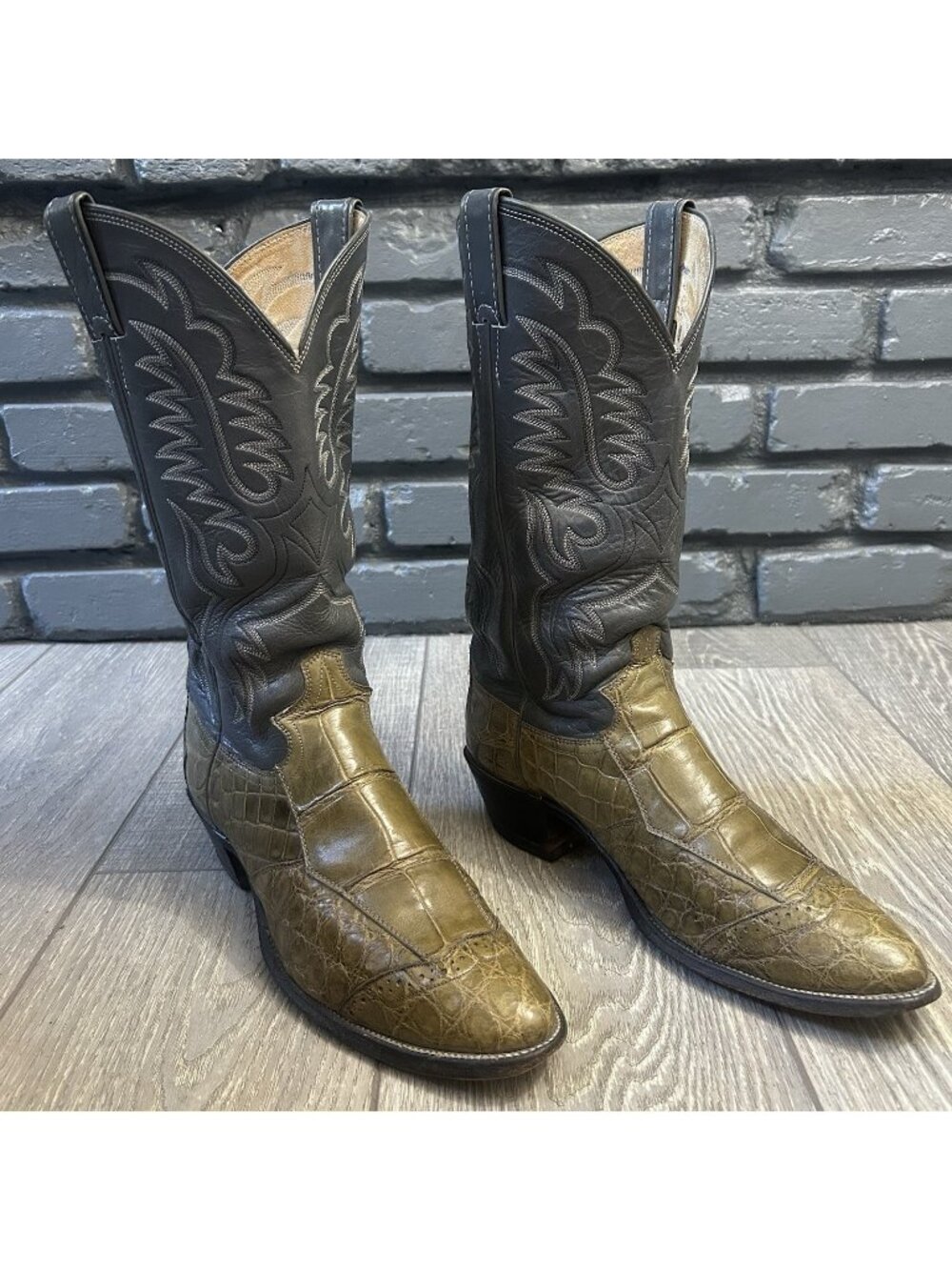Justin Vintage Alligator Wingtip Cowboy Boots Mens 9 D